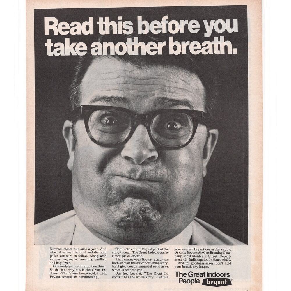 Bryant Air Conditioning Magazine Advertisement 1969 Vintage Great Indoors HVAC